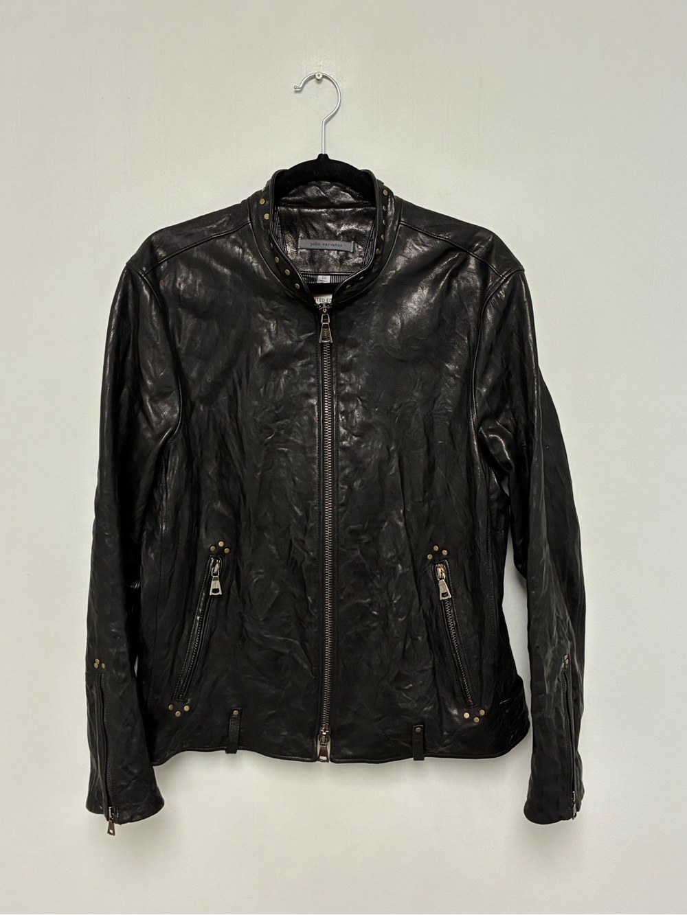 John Varvatos Collection Rivet Studded Leather Jacket EU 50 USA 40